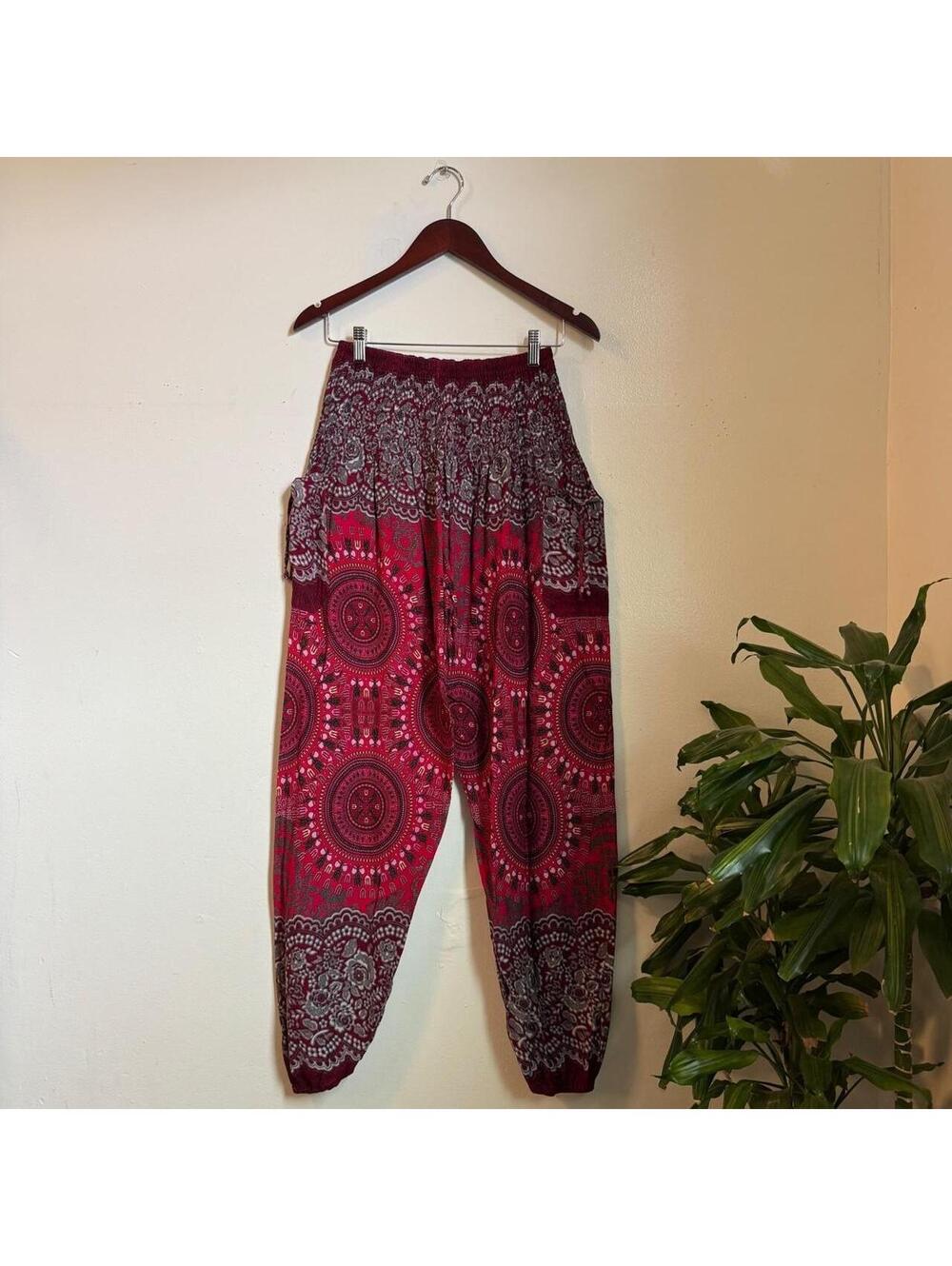 Banjamath Red Mandala Harem boho Pants Size M